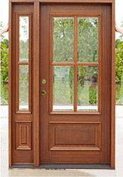 affordable mahogany farmhouse door with clear beveled glass