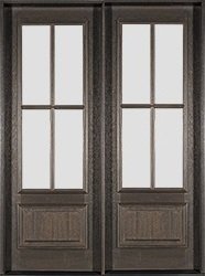 Farmhouse Exterior Double Doors 4 Lite Flemish Glass