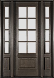 Affordable Mahogany Farmhouse Door with Clear Beveled Glass