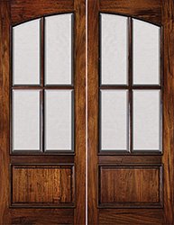 MAR 4 Lite Arched Clear Beveled Glass Double Doors